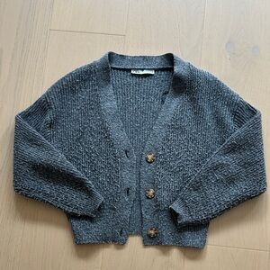 Zara Charcoal Button-Up Short Cardigan